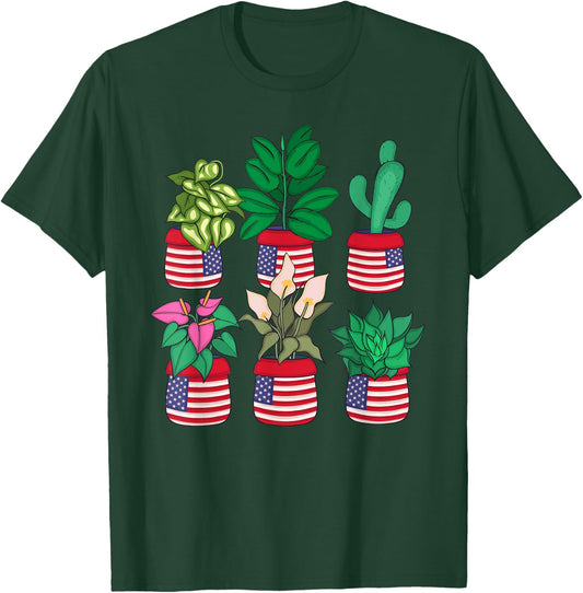 Plant Lover 4th Of July Women Florist Plants T-Shirt - T-Shirt | Forest