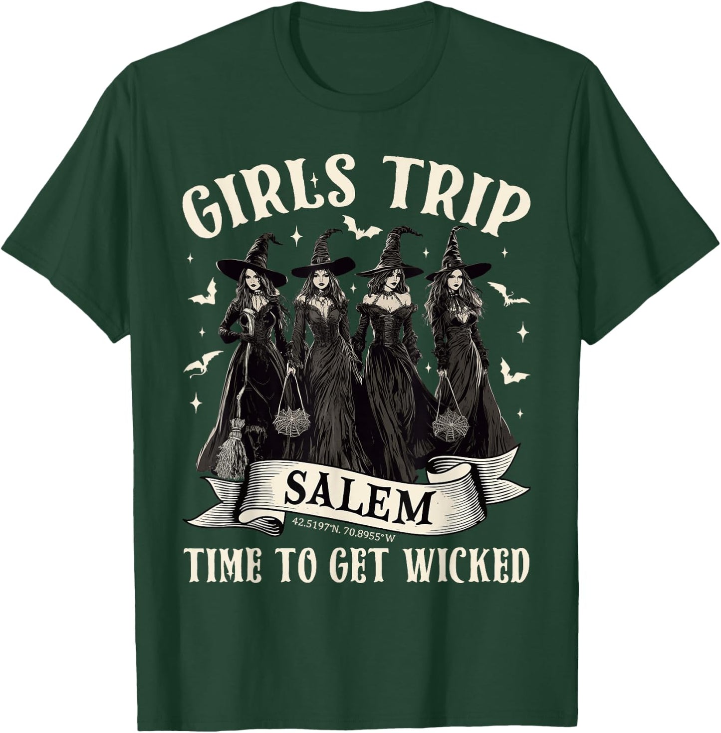 Girls Trip Salem Time To Get Wicked Halloween Witch Women T-Shirt - T-Shirt | Forest