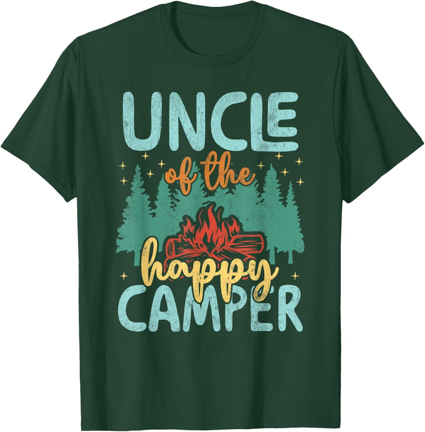 Uncle of Happy Camper 1st Birthday Party Retro Uncle T-Shirt - T-Shirt | Forest