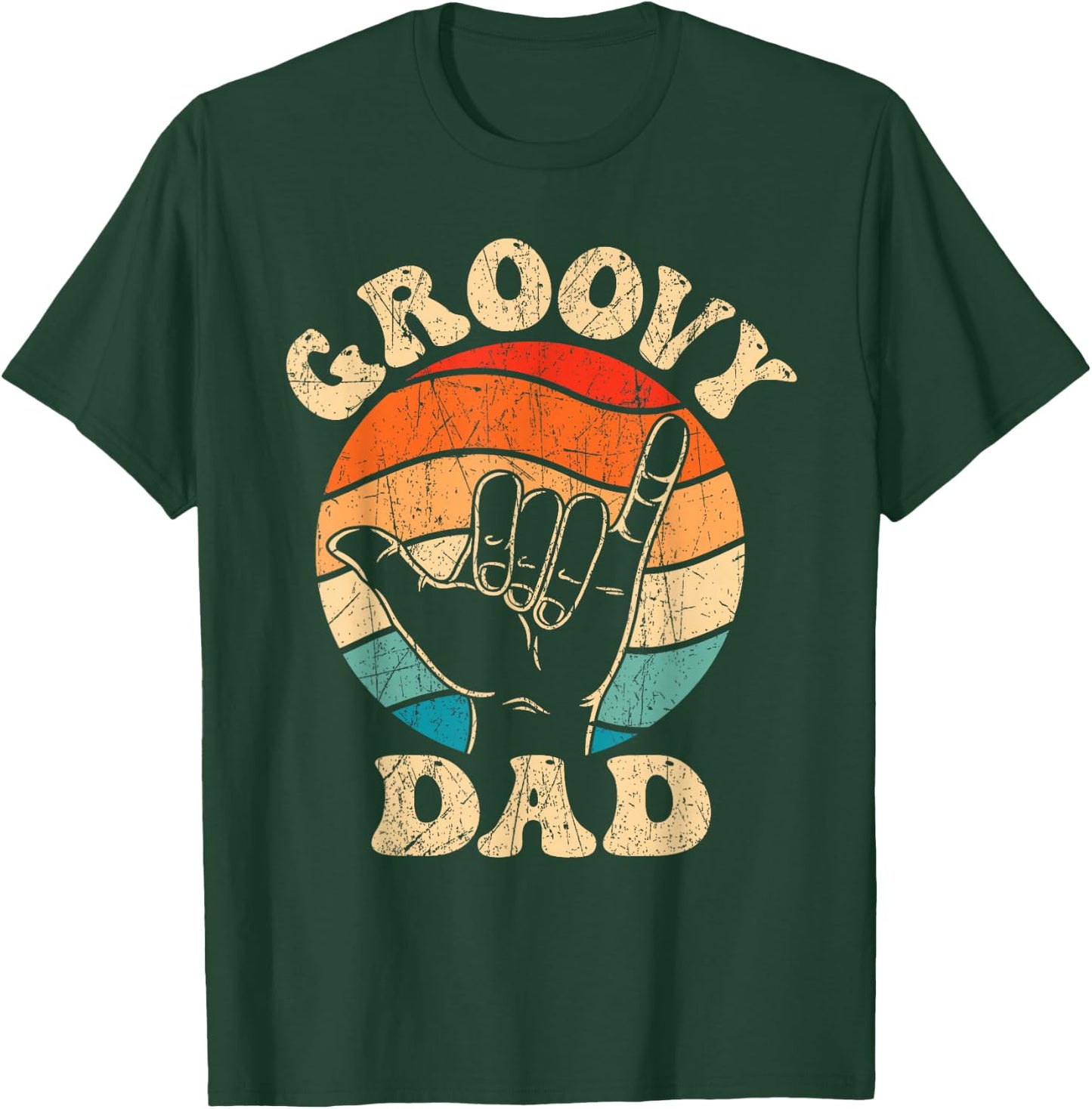 Groovy Dad 70s Aesthetic Nostalgia 1970's Retro Groovy Dad T-Shirt - T-Shirt | Forest