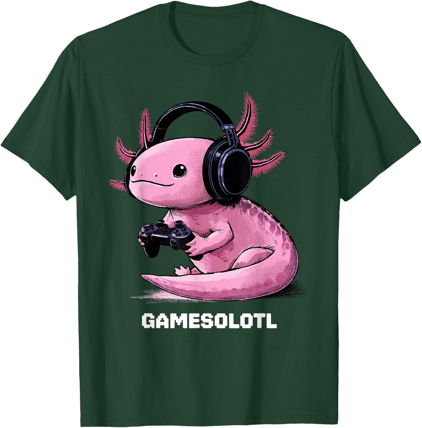 Gamer Axolotl Shirt Kids Gamesolotl Fish Gaming Video Gamer T-Shirt - T-Shirt | Forest