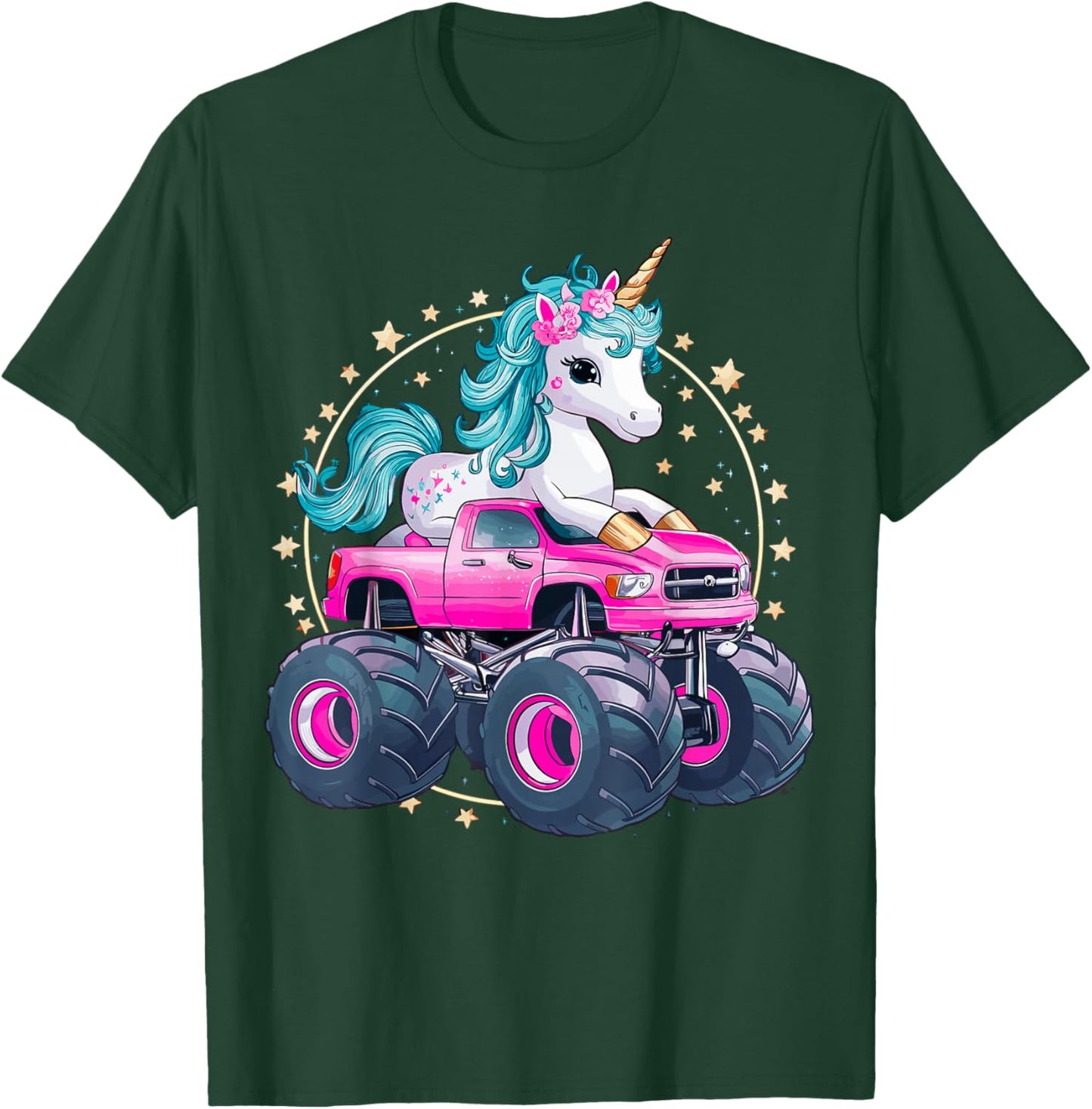 Monster Truck Unicorn Girl Birthday Party Monster Truck T-Shirt - T-Shirt | Forest