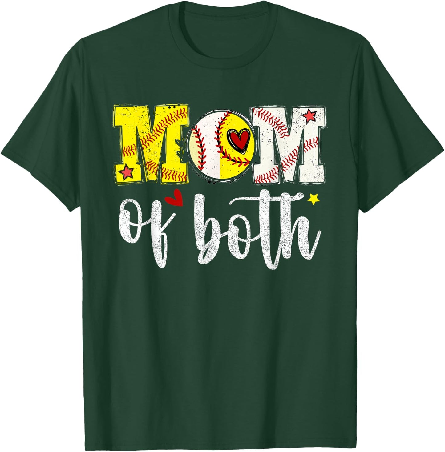 Mothers Day mom of Both Baseball Softball T-Shirt - T-Shirt | Forest