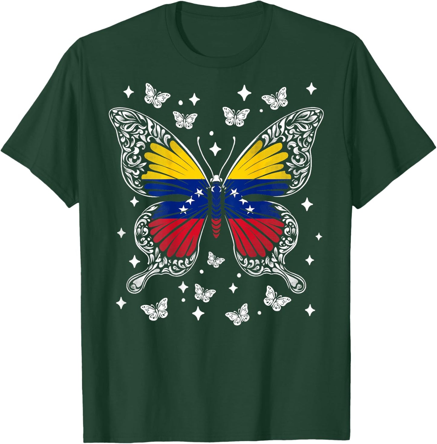 Venezuelan Roots -Kids Venezuelan Flag Butterfly , Black, Small, Short Sleeve T-Shirt - T-Shirt | Forest