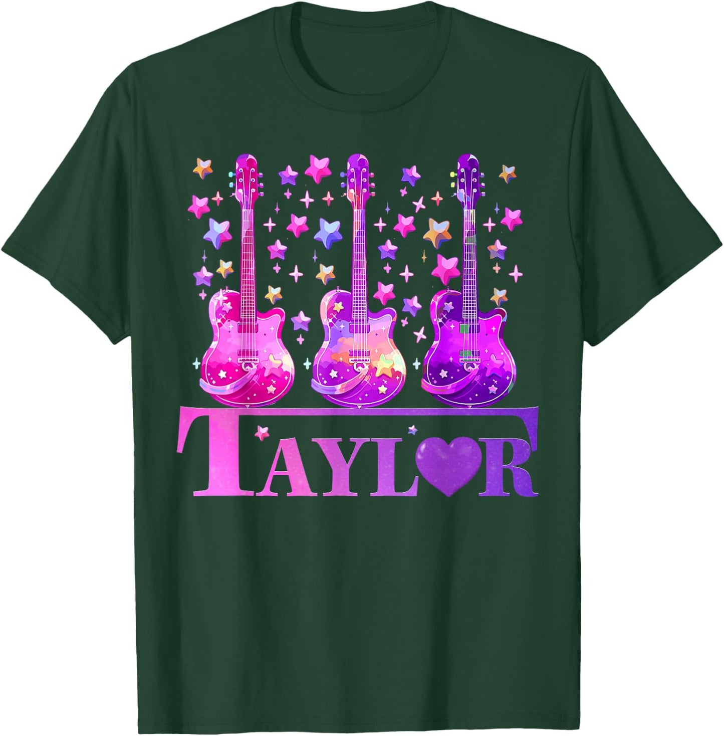 Women Girl Retro Taylor First Name Personalized Groovy 80's T-Shirt - T-Shirt | Forest