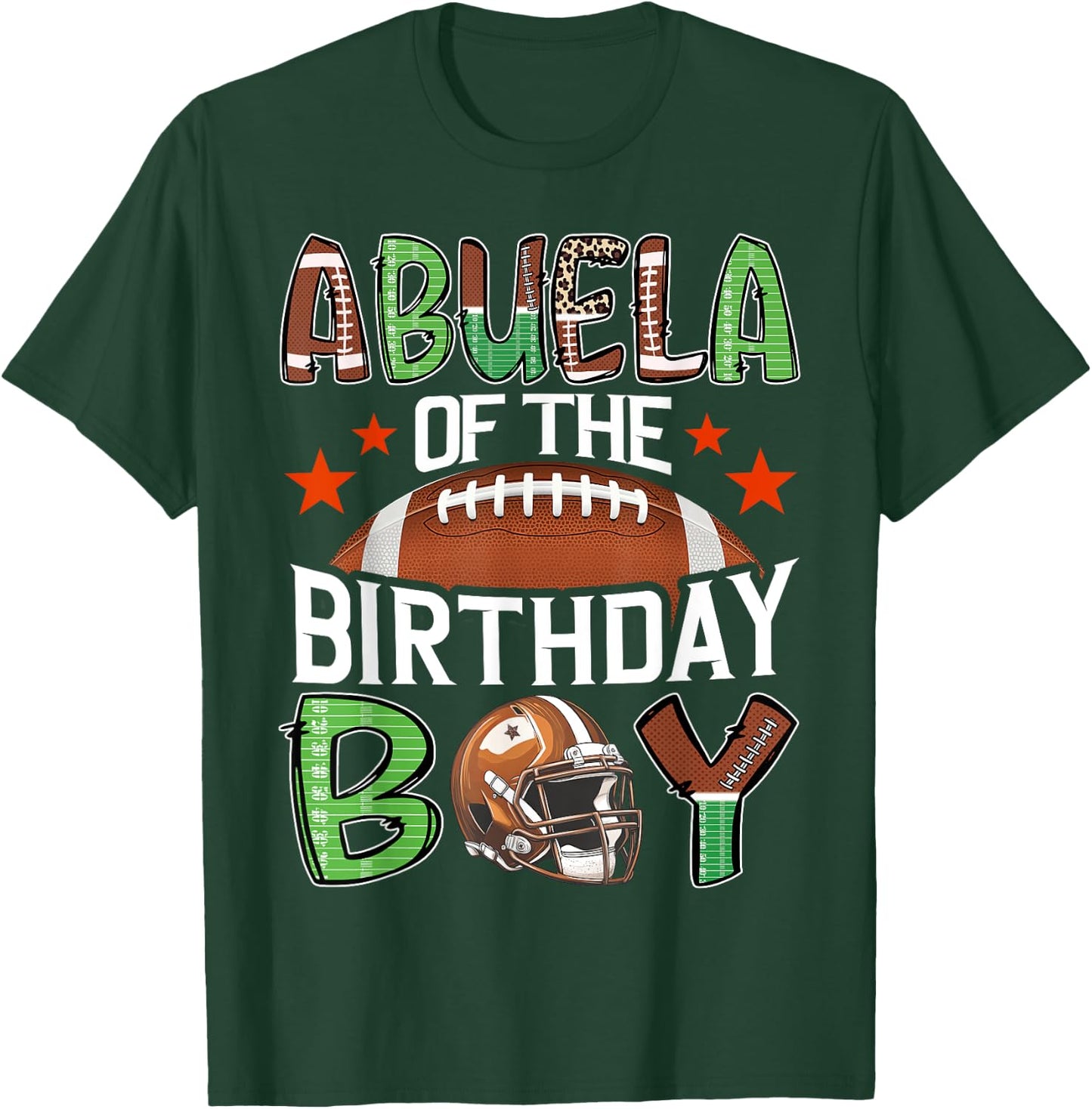Abuela Of The Birthday Boy Game Day Football T-Shirt - T-Shirt | Forest