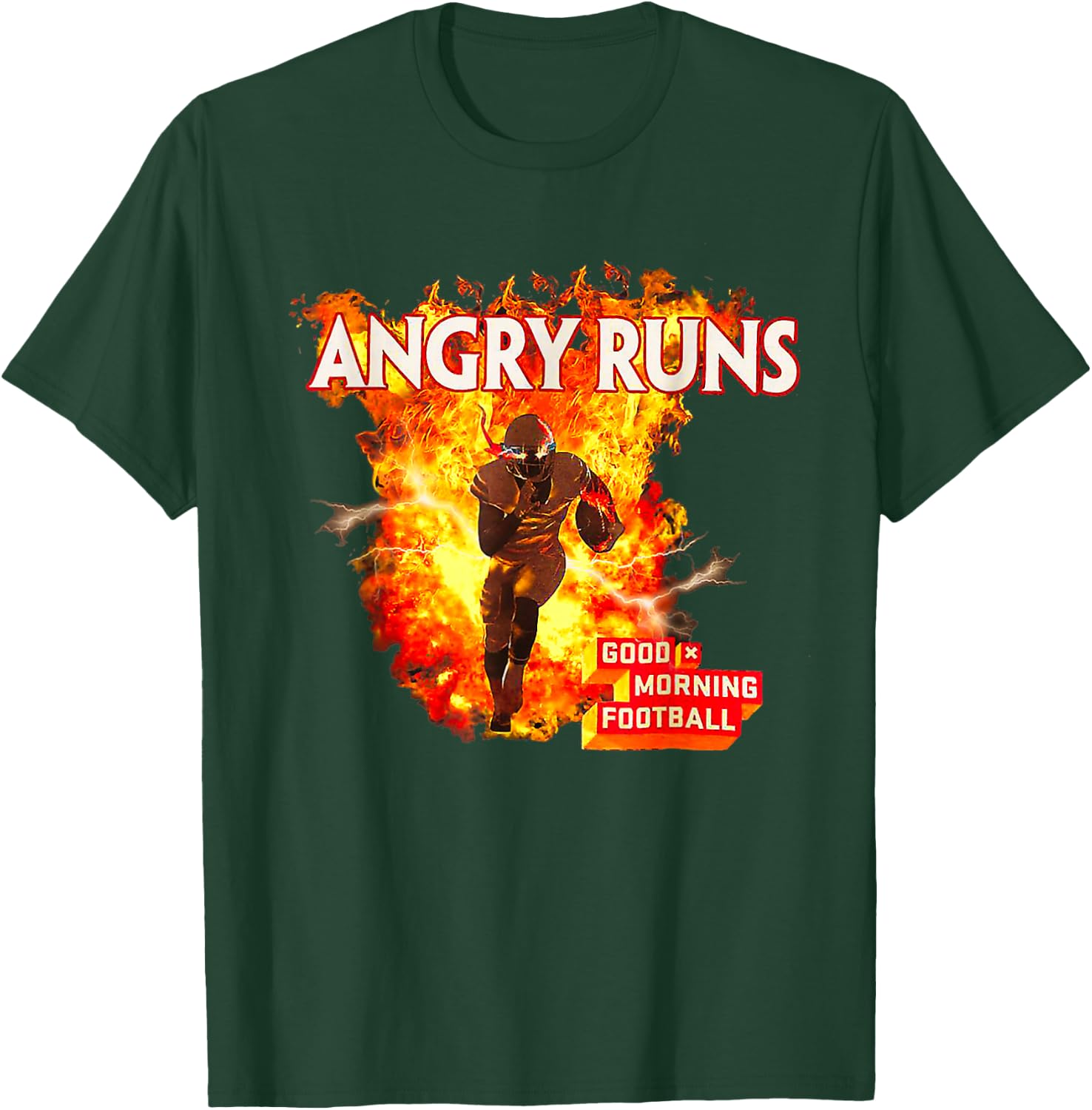 Angry Runs Good Morning Football Sport Lover Vintage Art T-Shirt - T-Shirt | Forest