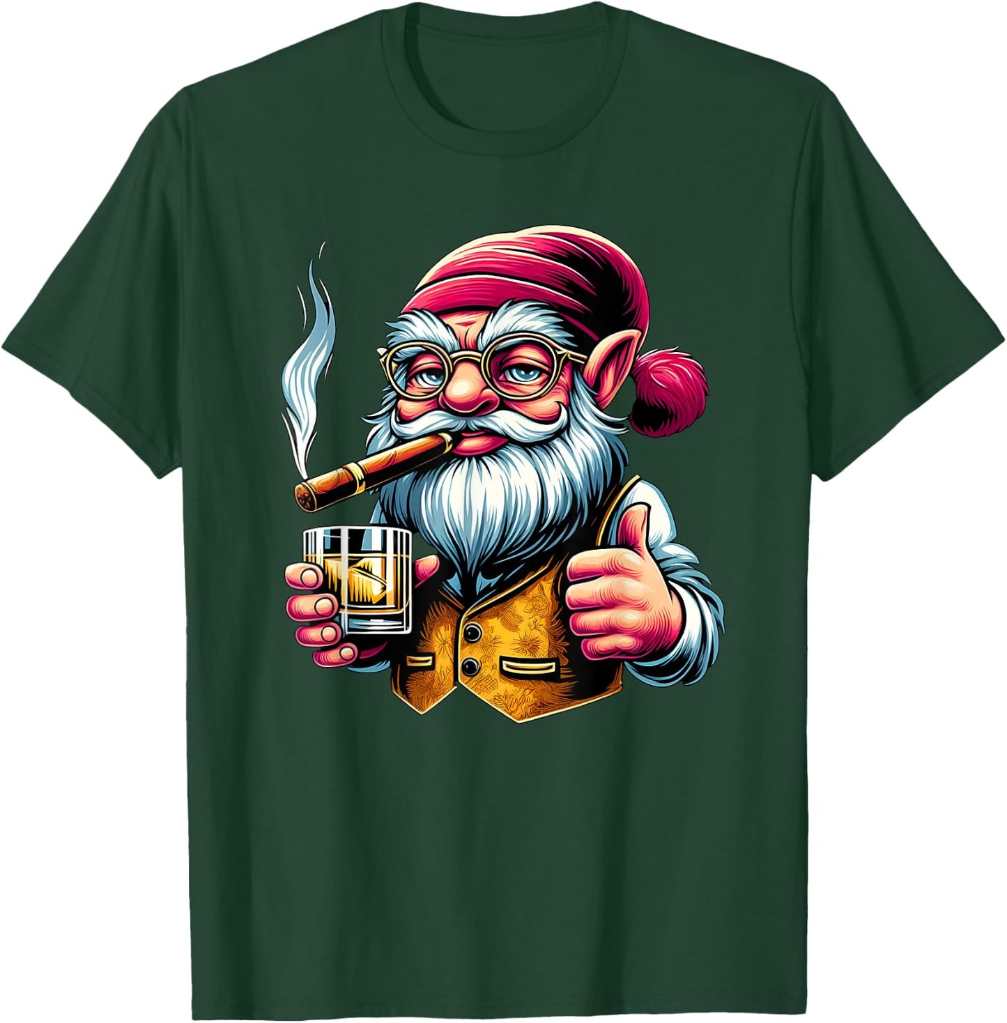 Gnome Cigar And Whiskey T-Shirt - T-Shirt | Forest