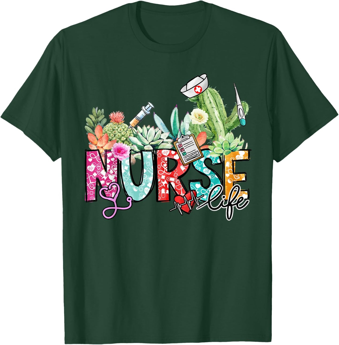 Funny Nurse Mom Cactus Lover for Professionals Nursing T-Shirt - T-Shirt | Forest