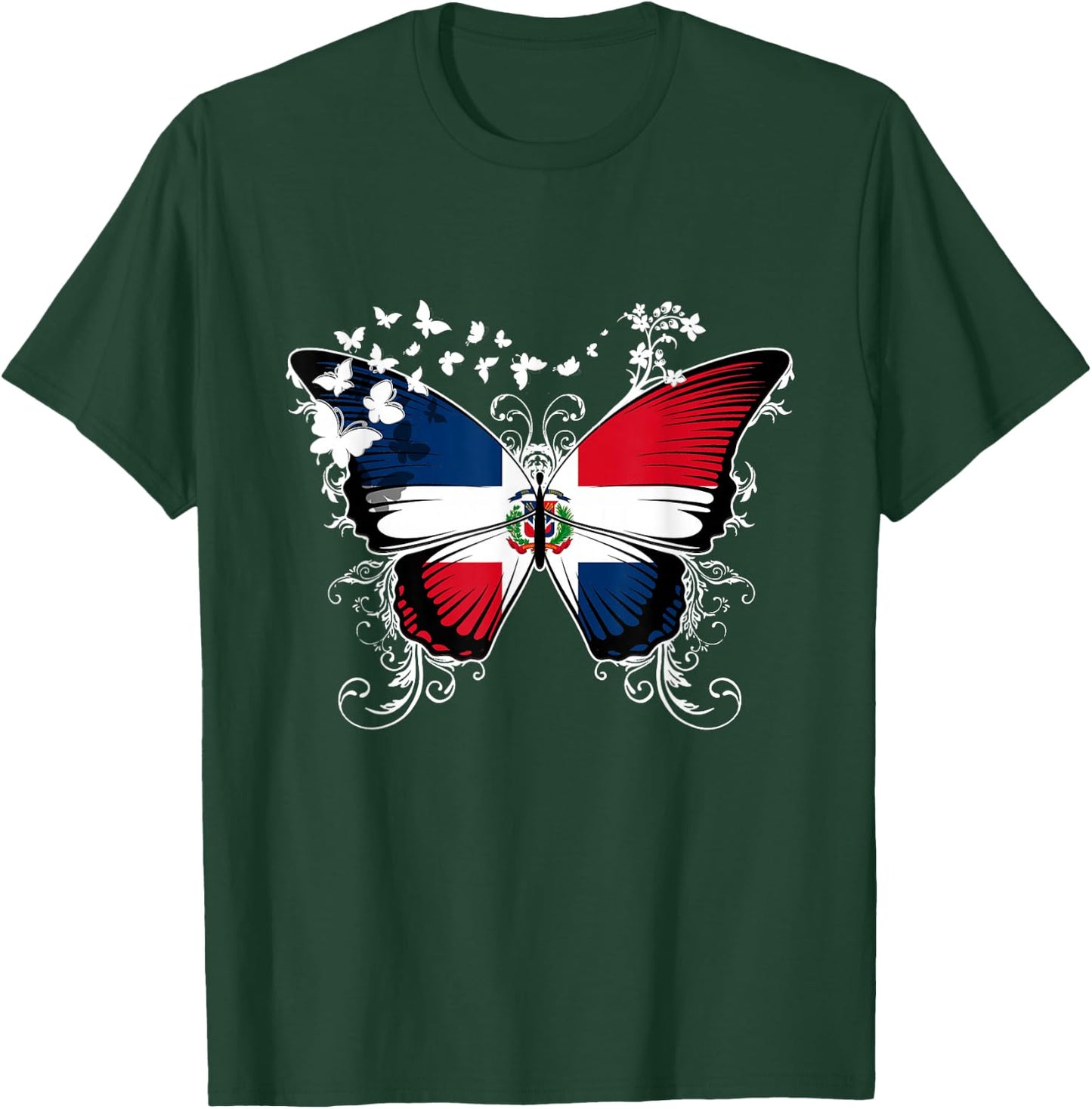 Dominican Republic Flag Shirt Butterfly Graphic T Shirt T-Shirt - T-Shirt | Forest