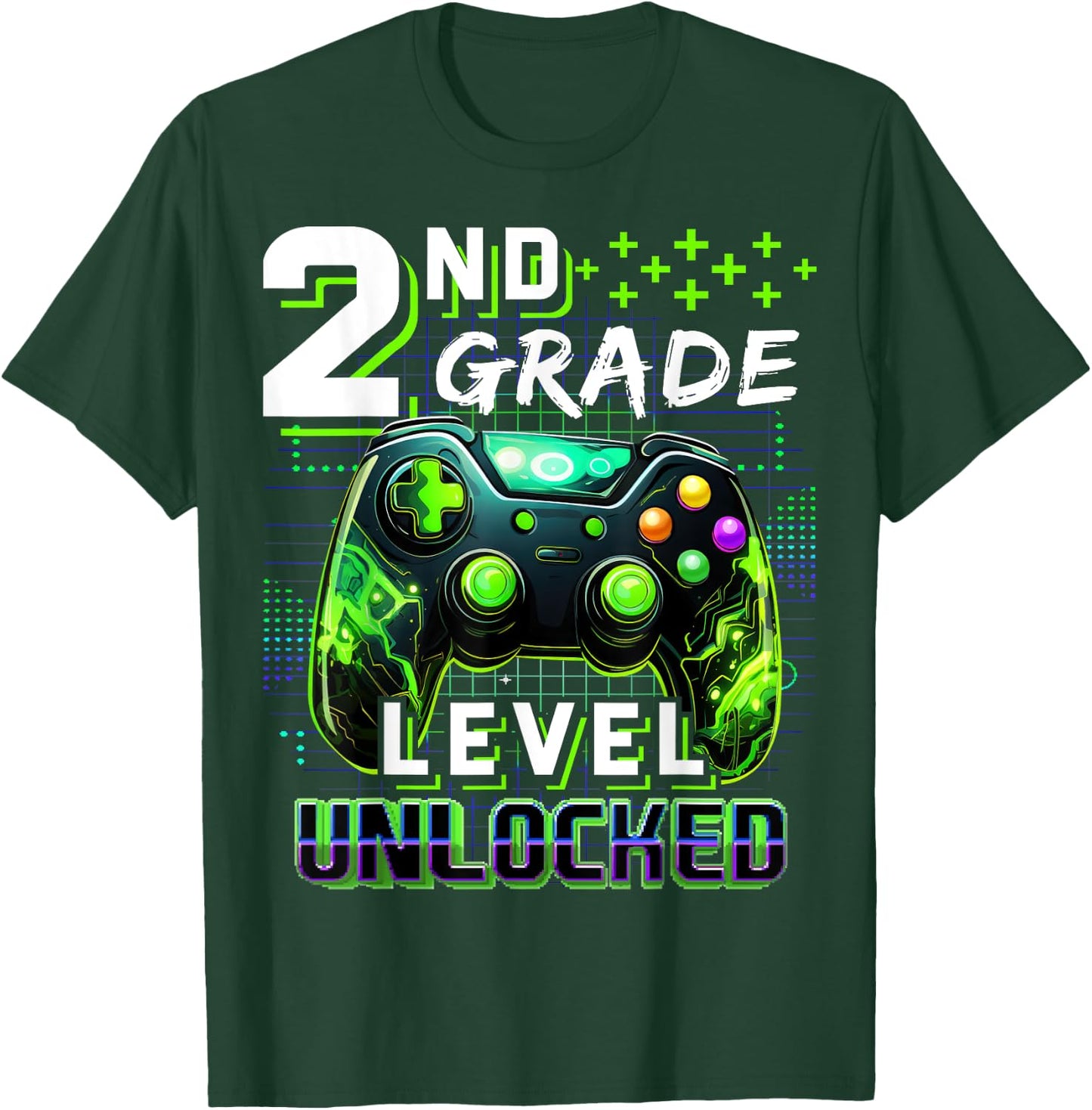 Back to School 2nd Grade Boys Gamer First Day School Level T-Shirt - T-Shirt | Forest