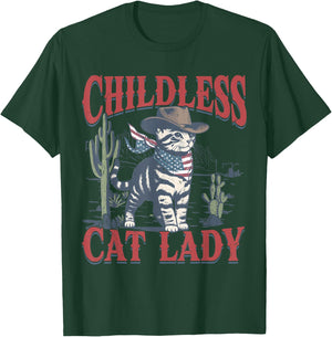 Cowboy Cat Childless Cat Lady For Kamala Election Voting T-Shirt - T-Shirt | Forest