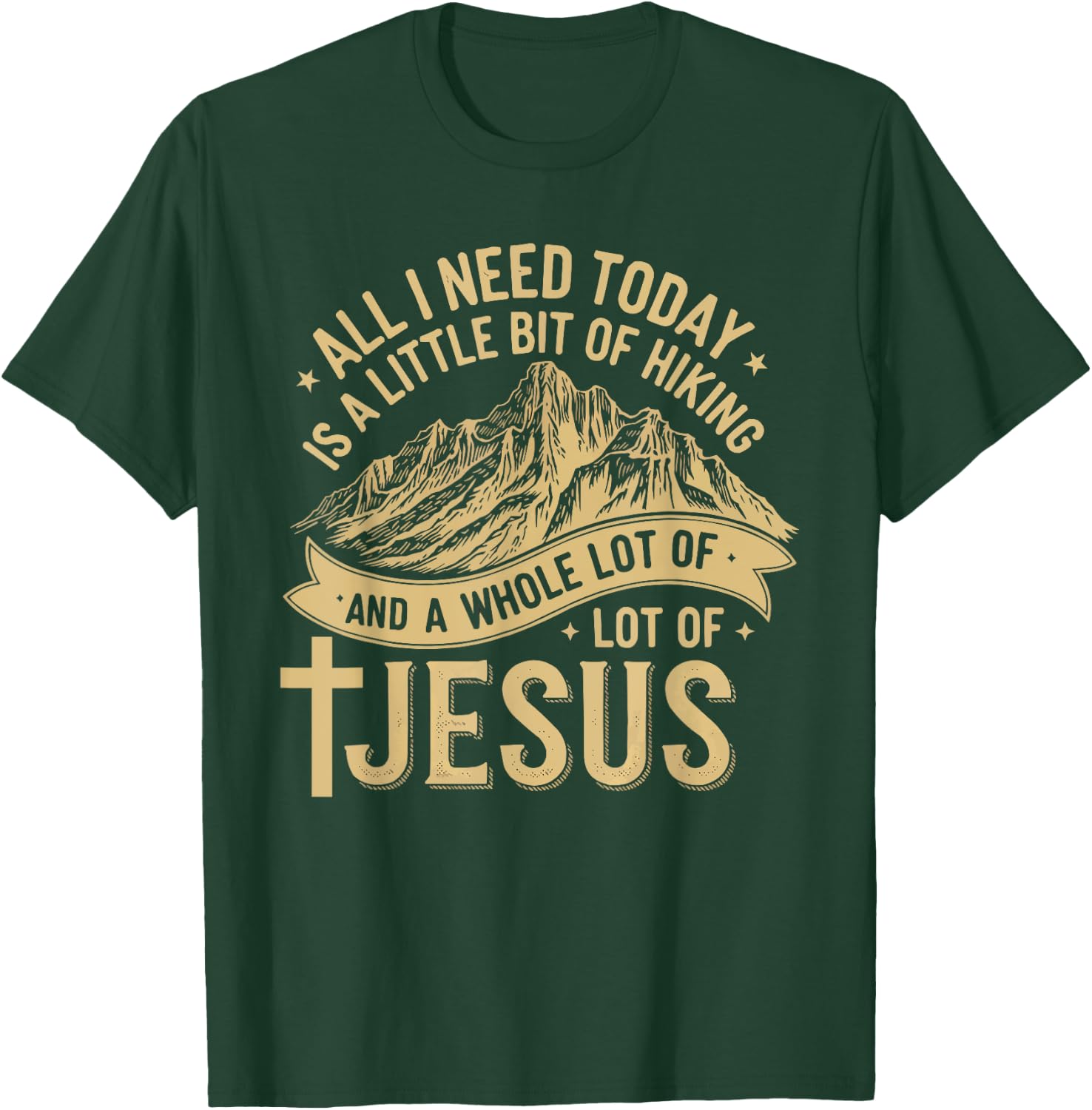 Hiking Jesus Christ Religion Christian Hiker Christianity T-Shirt - T-Shirt | Forest