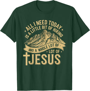 Hiking Jesus Christ Religion Christian Hiker Christianity T-Shirt - T-Shirt | Forest