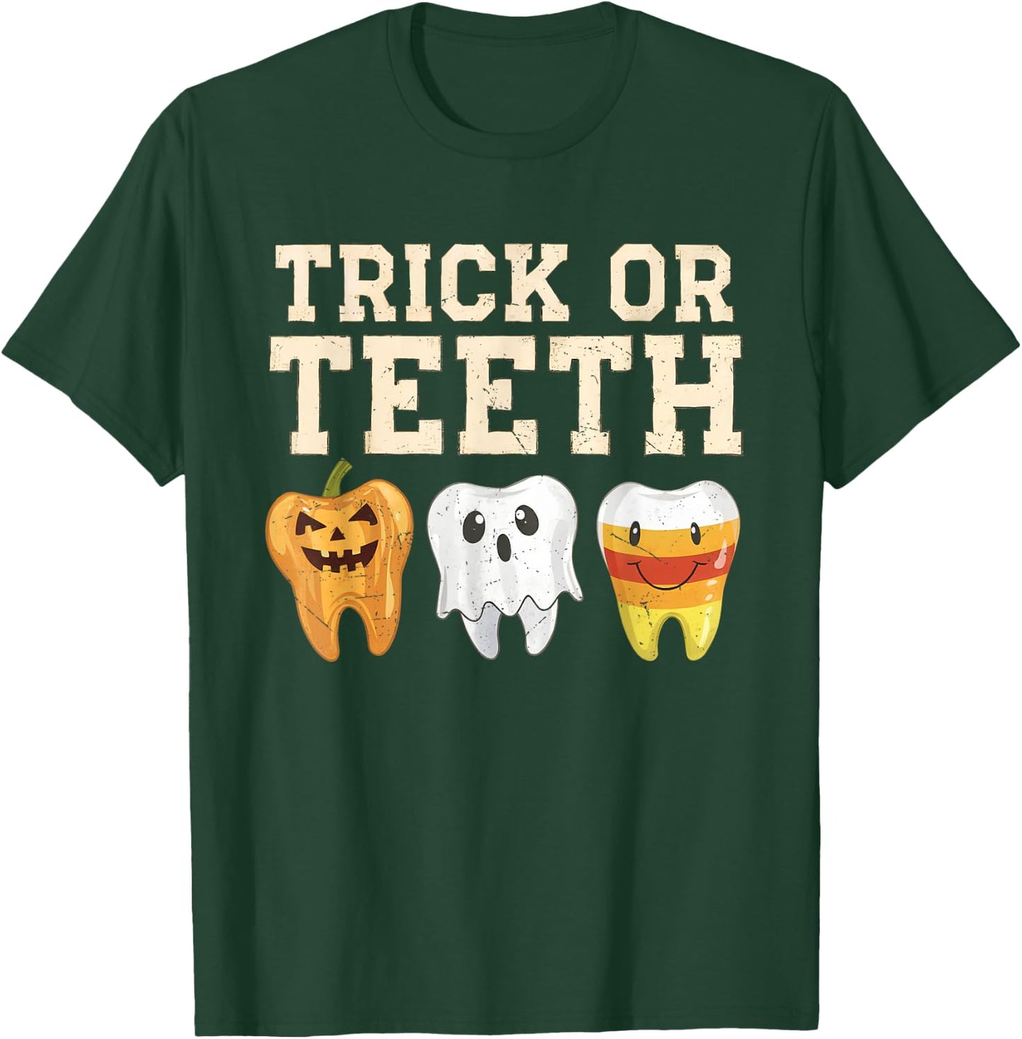 Trick Or Teeth Halloween Dental Crew Dentist Boys Girls Kids T-Shirt - T-Shirt | Forest