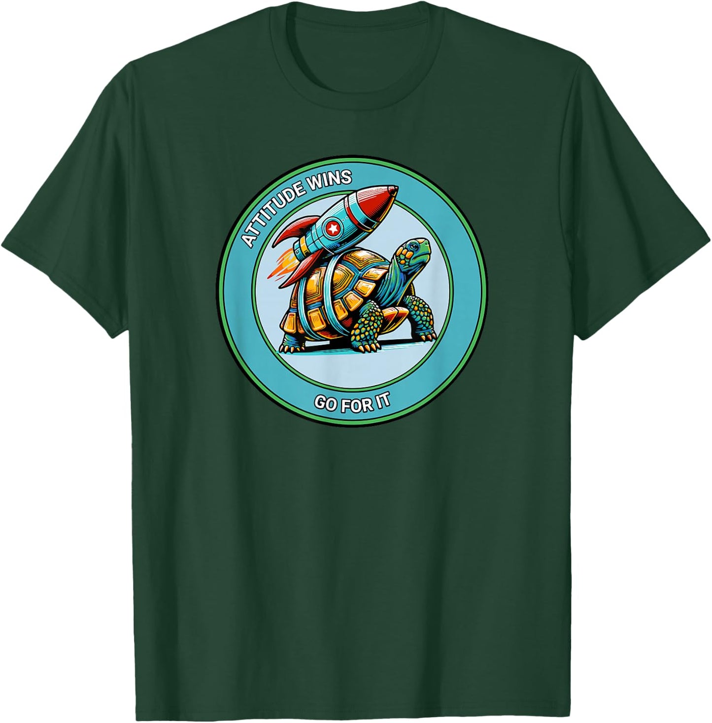 Attitude Wins Positive Motivational Statement from Turtle T-Shirt - T-Shirt | Forest