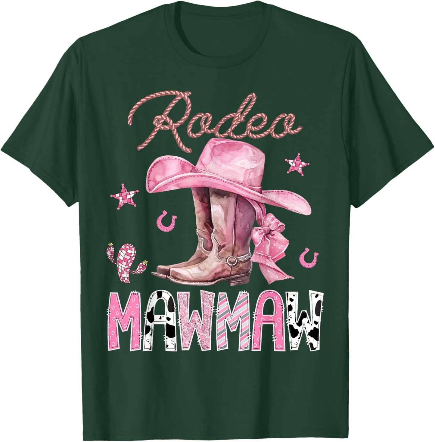 Rodeo Mawmaw Pink Boots Coquette CowGirl Birthday Party T-Shirt - T-Shirt | Forest
