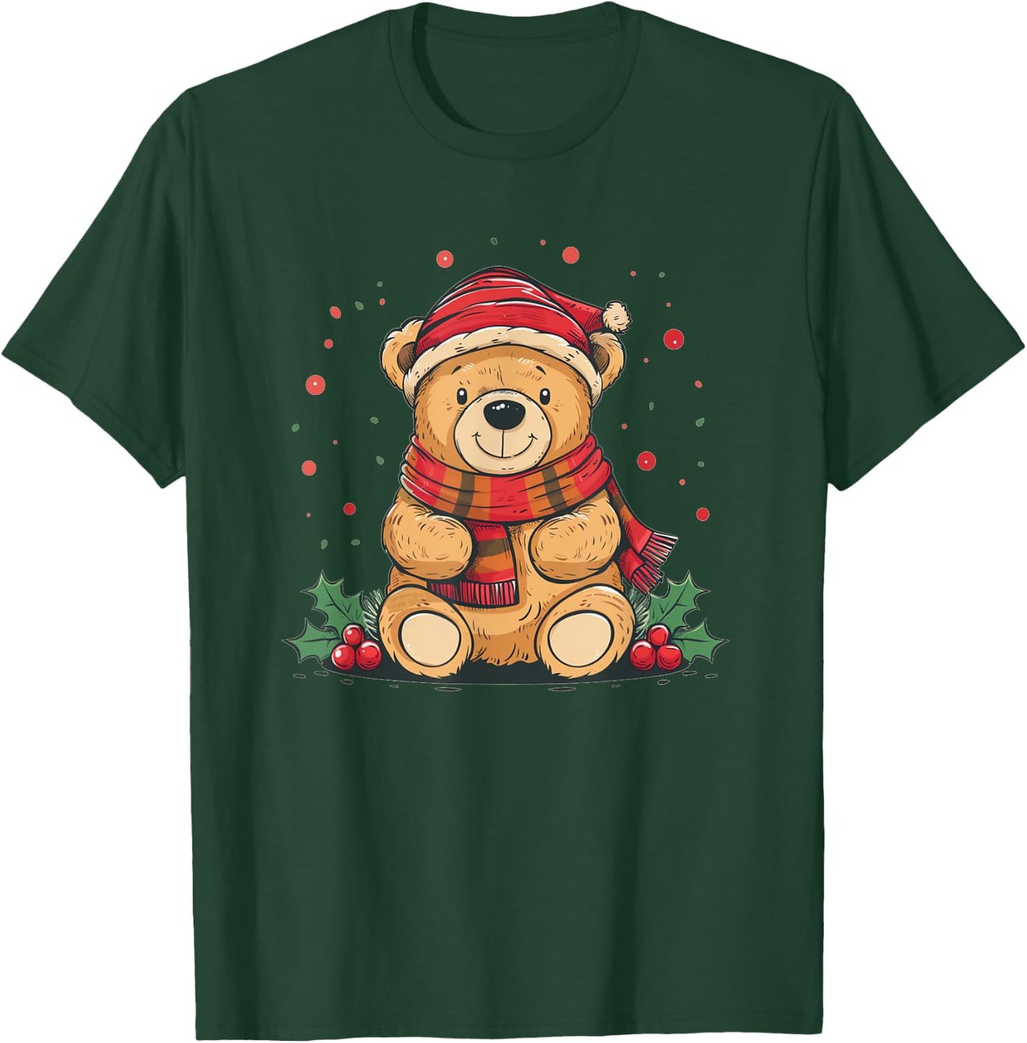 Funny fluffy Teddy Bear in Christmas Season and Dress T-Shirt - T-Shirt | Forest