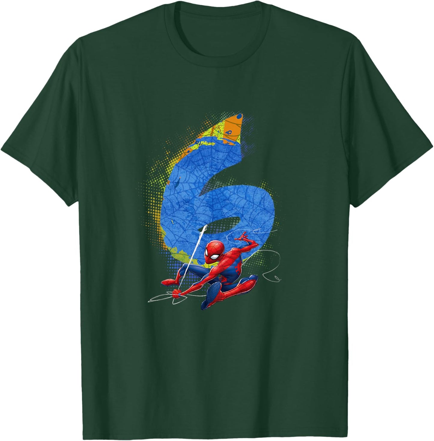 Kids Marvel Super Heroes Spider-Man 6 Year Old Sixth Birthday T-Shirt - T-Shirt | Forest