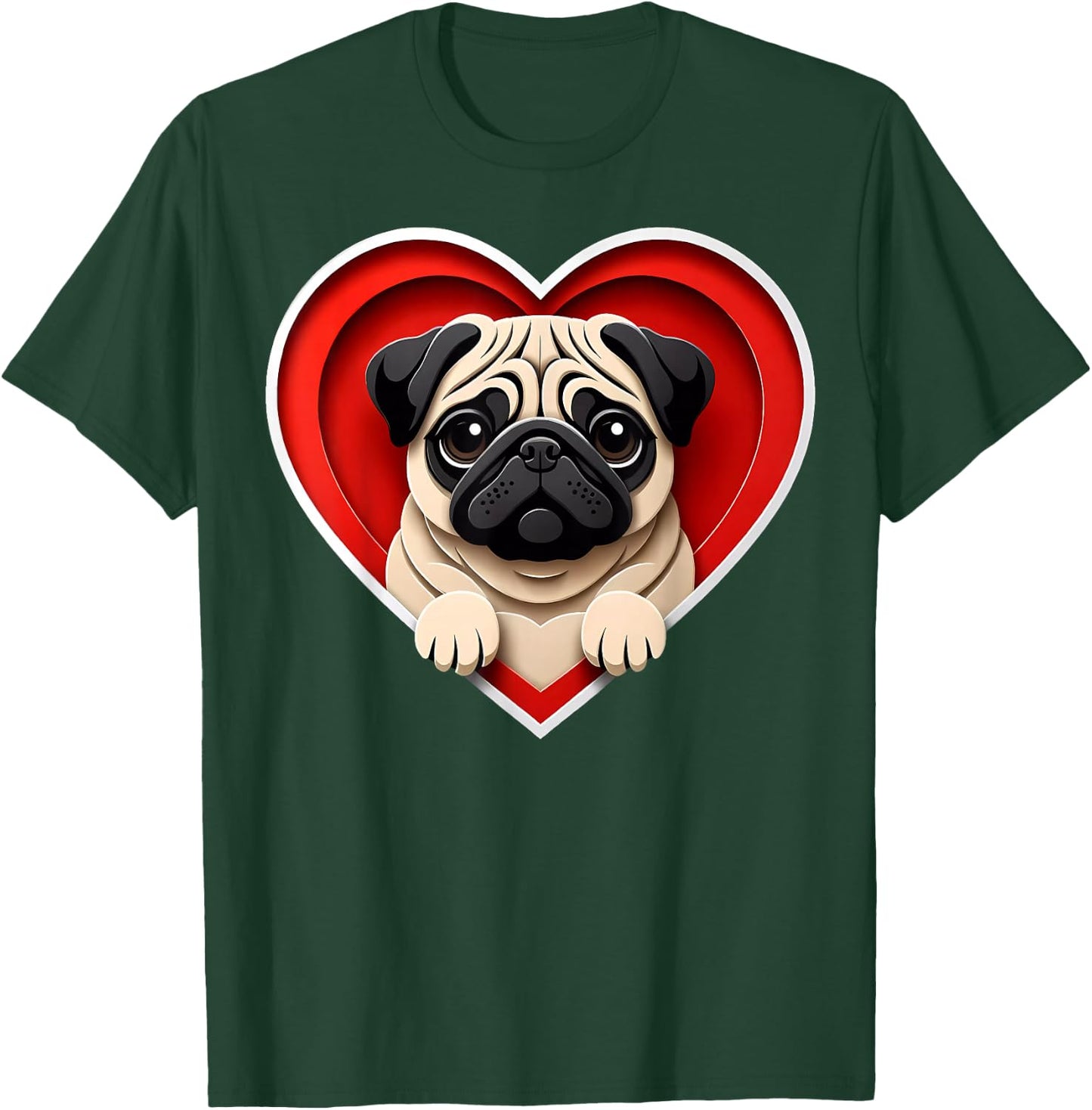 Pug Heart Cute Puppy Dog Lover or Owner T-Shirt - T-Shirt | Forest