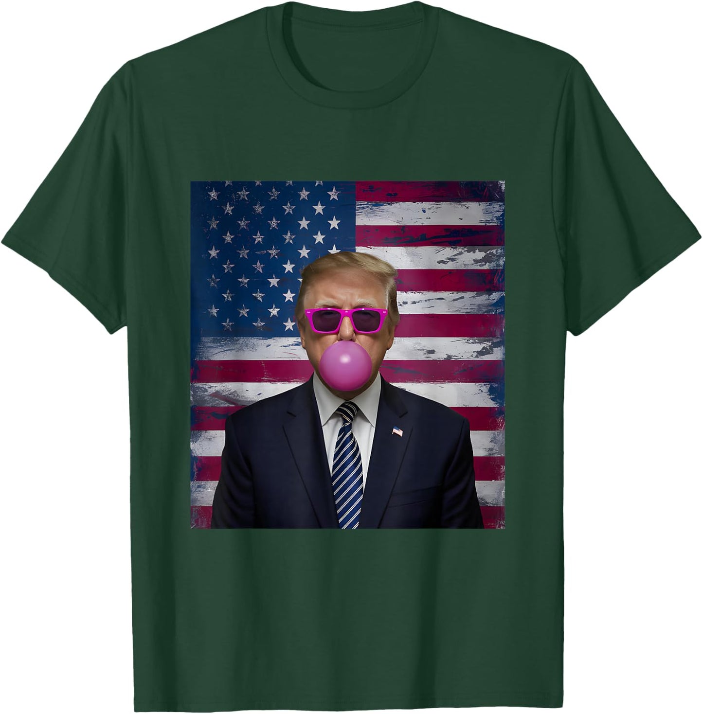 Pink Sunglasses Trump Bubble Gum 2024 USA Flag Vintage T-Shirt - T-Shirt | Forest