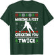 Making A Fist Checking You Twice Hockey Player Christmas T-Shirt - T-Shirt | Forest