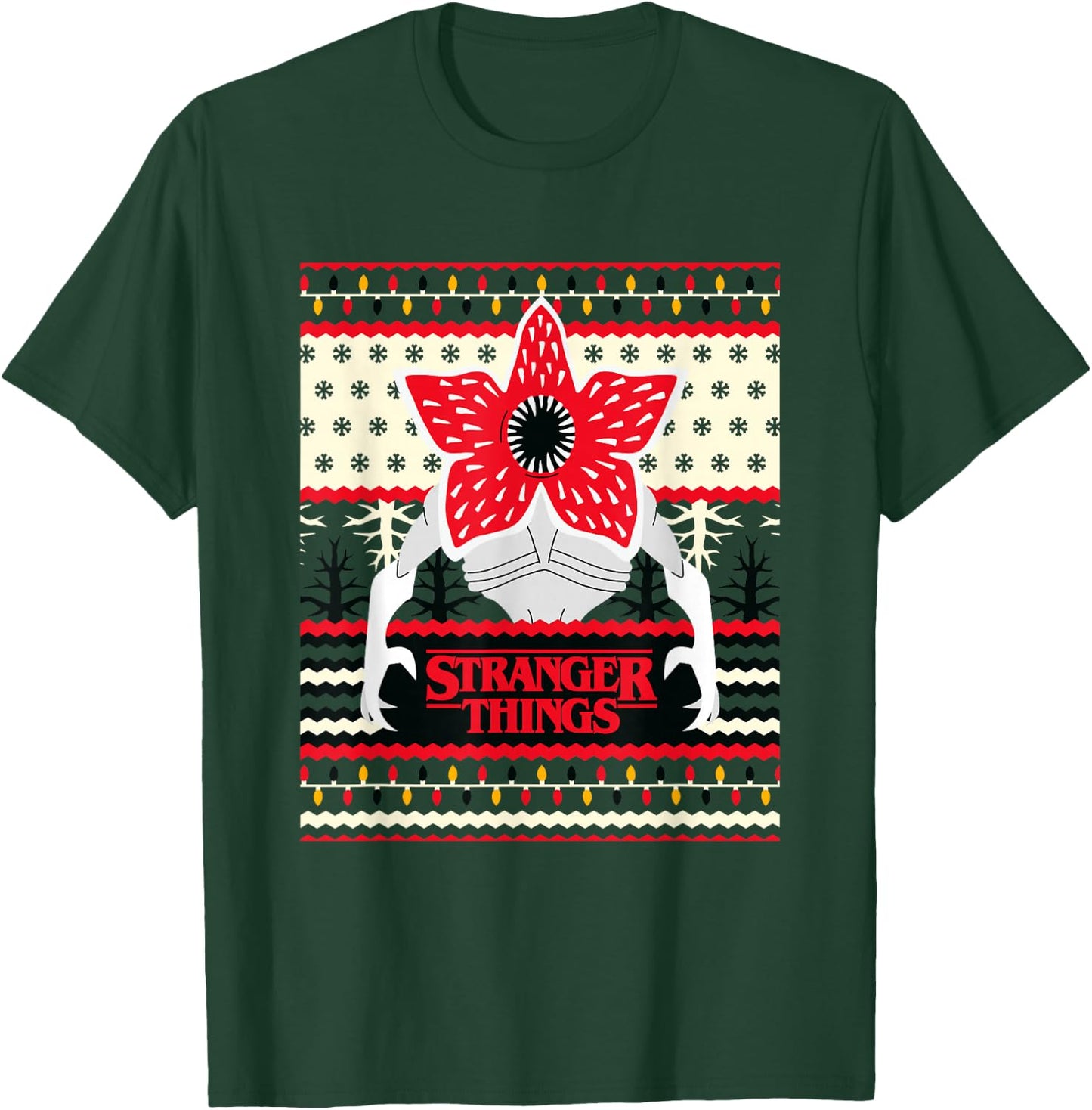 Stranger Things Christmas Epic Demogorgon Chest Ugly Sweater T-Shirt - T-Shirt | Forest