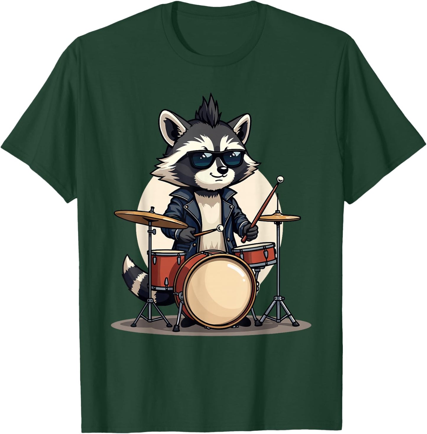Drum & Drummer Gifts for Boys, Men & Youth | Drummer & Drums | Musician, Funny Raccoon & Music Drumming T-Shirt - T-Shirt | Forest