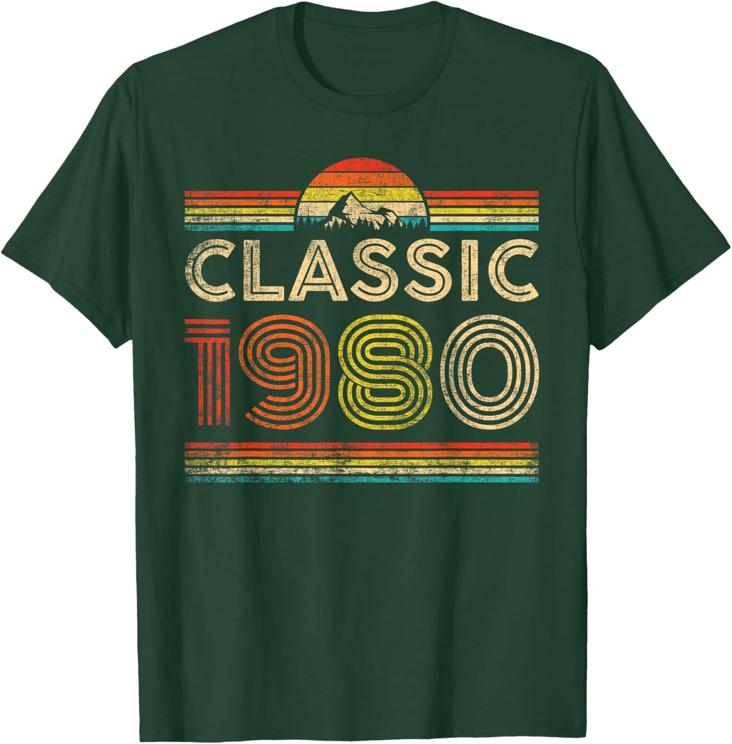 Classic 1980 Vintage 1980 Classic Year Men Women Birthday T-Shirt - T-Shirt | Forest