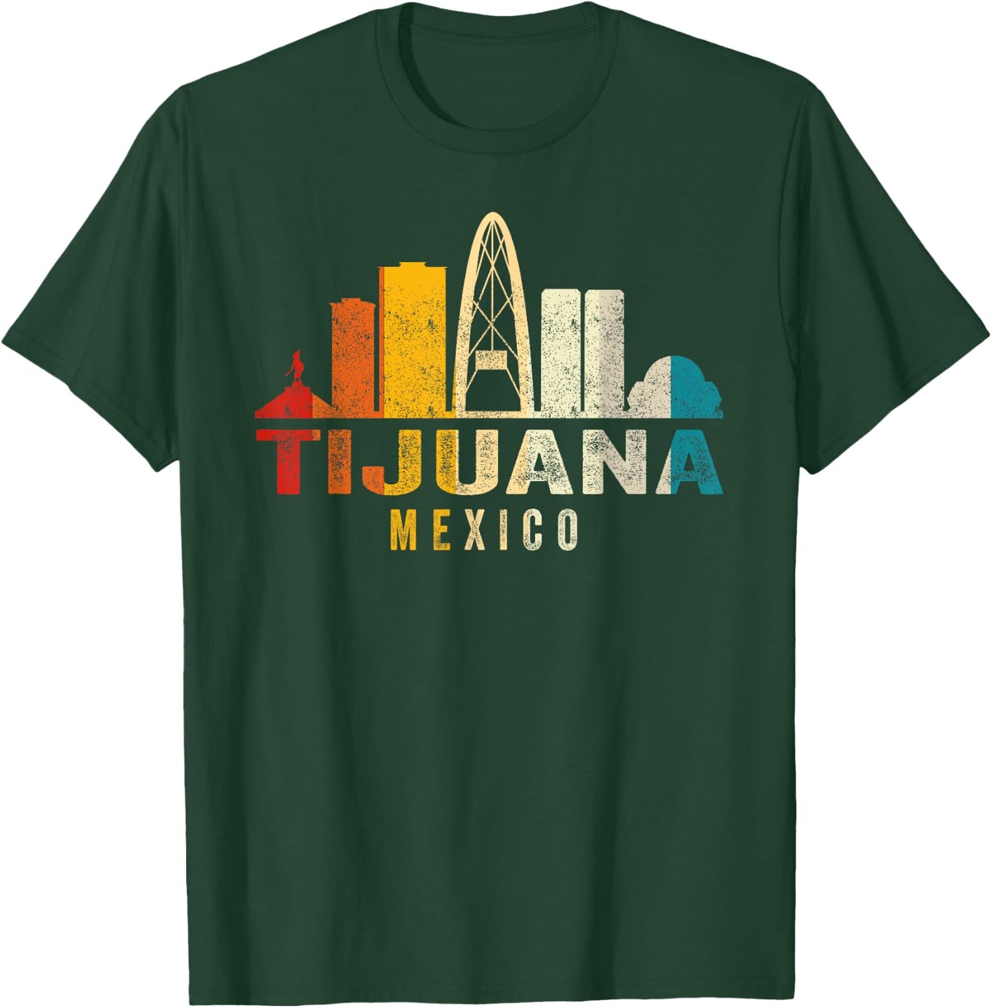 Retro Tijuana Skyline Vintage Mexico Souvenir T-Shirt - T-Shirt | Forest