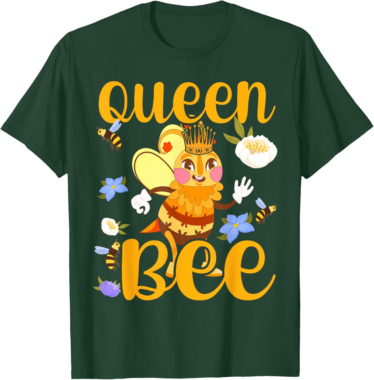 Queen Bee Crown Women Girls Mom Wife Daughter Honeybee T-Shirt - T-Shirt | Forest