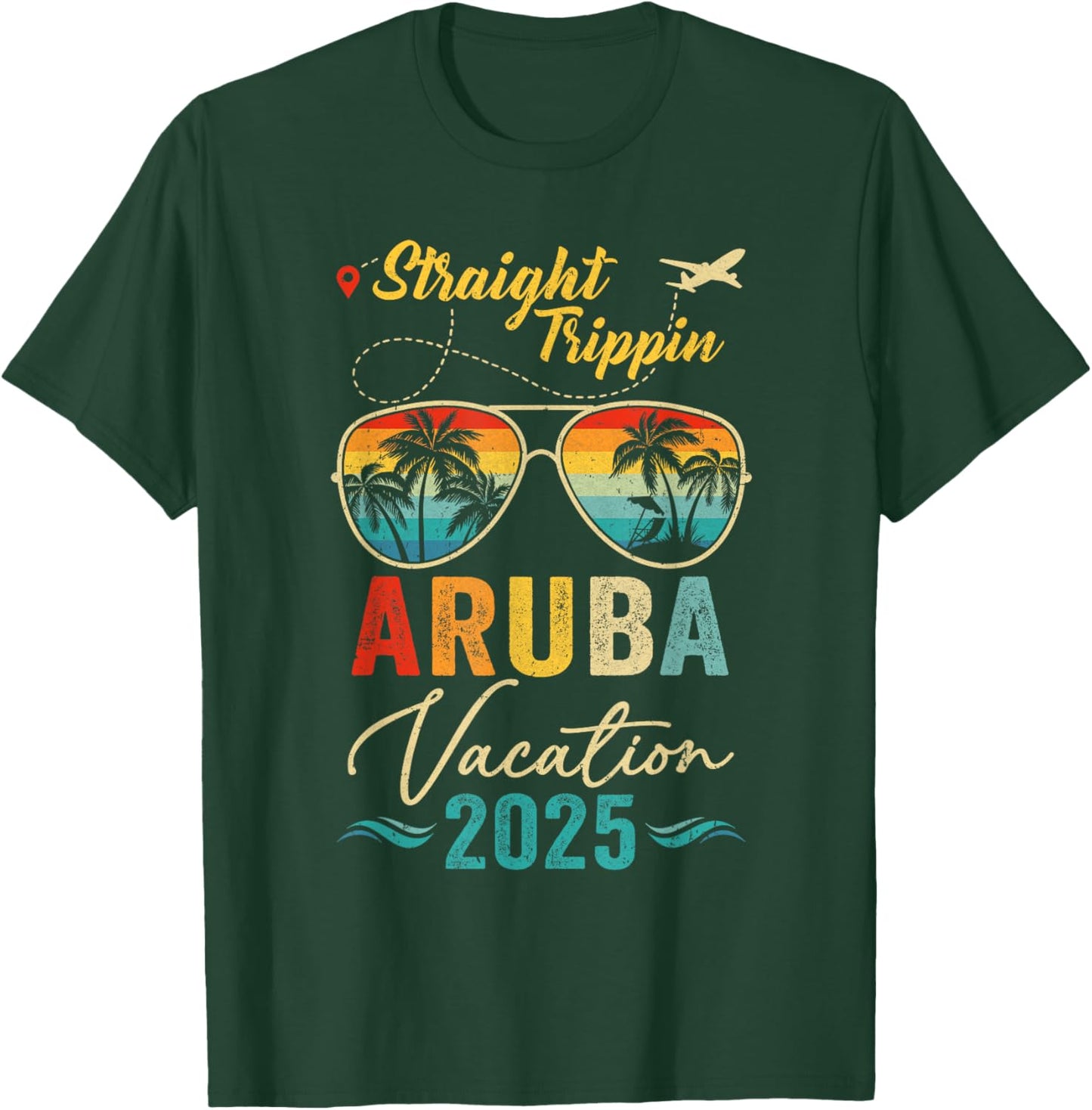 Straight Trippin Aruba 2025 Family Summer Vacation T-Shirt - T-Shirt | Forest