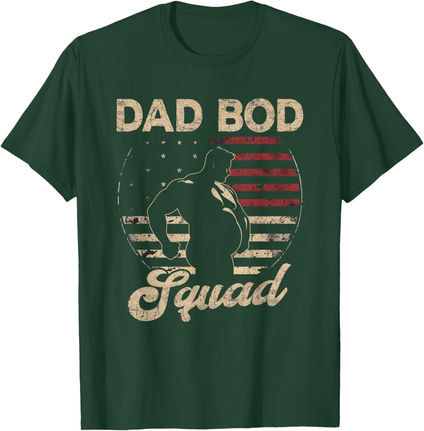 Dad Bod Squad Flag US Beer Belly Posing Father's Day T-Shirt - T-Shirt | Forest