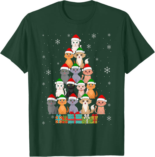 Christmas Cats Xmas Meow Christmas T-Shirt - T-Shirt | Forest