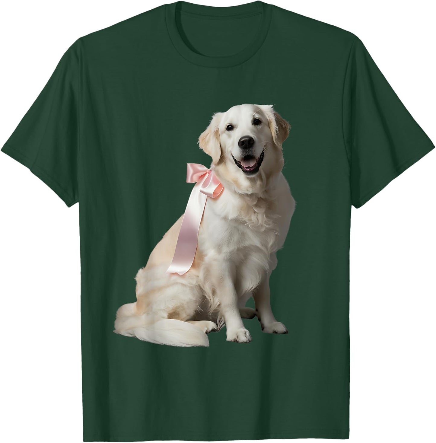 English Cream Golden Retriever Puppy Pink Bow Clean Girl T-Shirt - T-Shirt | Forest