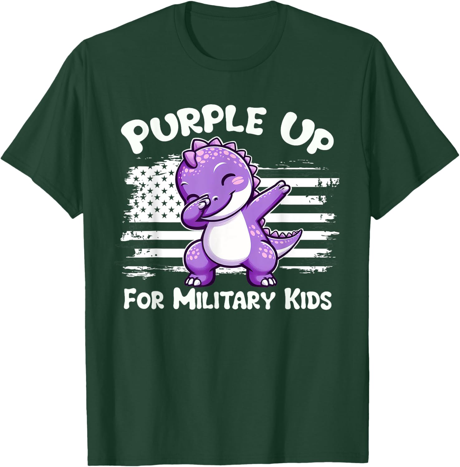 Dabbing Dinosaur Purple Up for Military Kids Military Child T-Shirt - T-Shirt | Forest