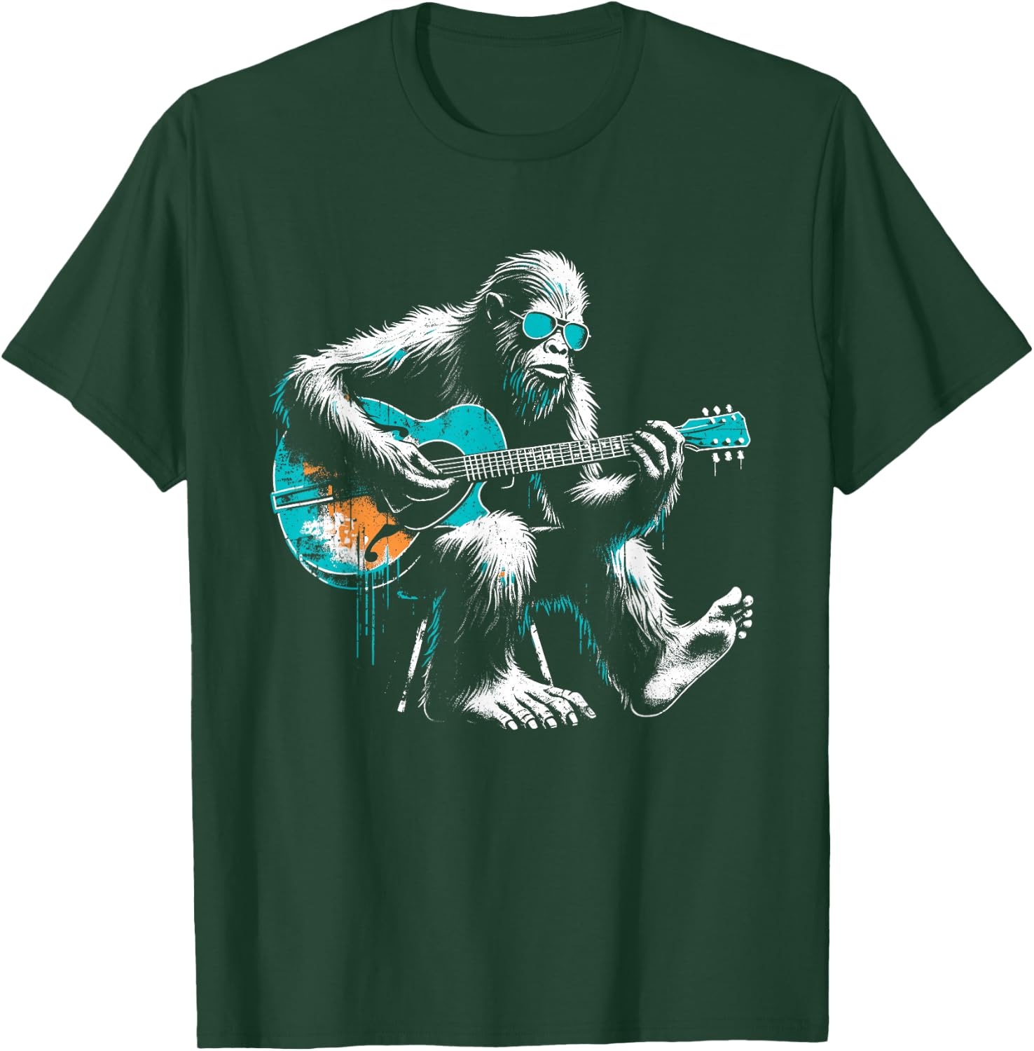 Bigfoot Guitarist - Funny Guitar Music Sasquatch Lover T-Shirt - T-Shirt | Forest