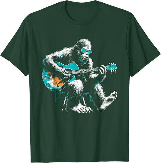 Bigfoot Guitarist - Funny Guitar Music Sasquatch Lover T-Shirt - T-Shirt | Forest