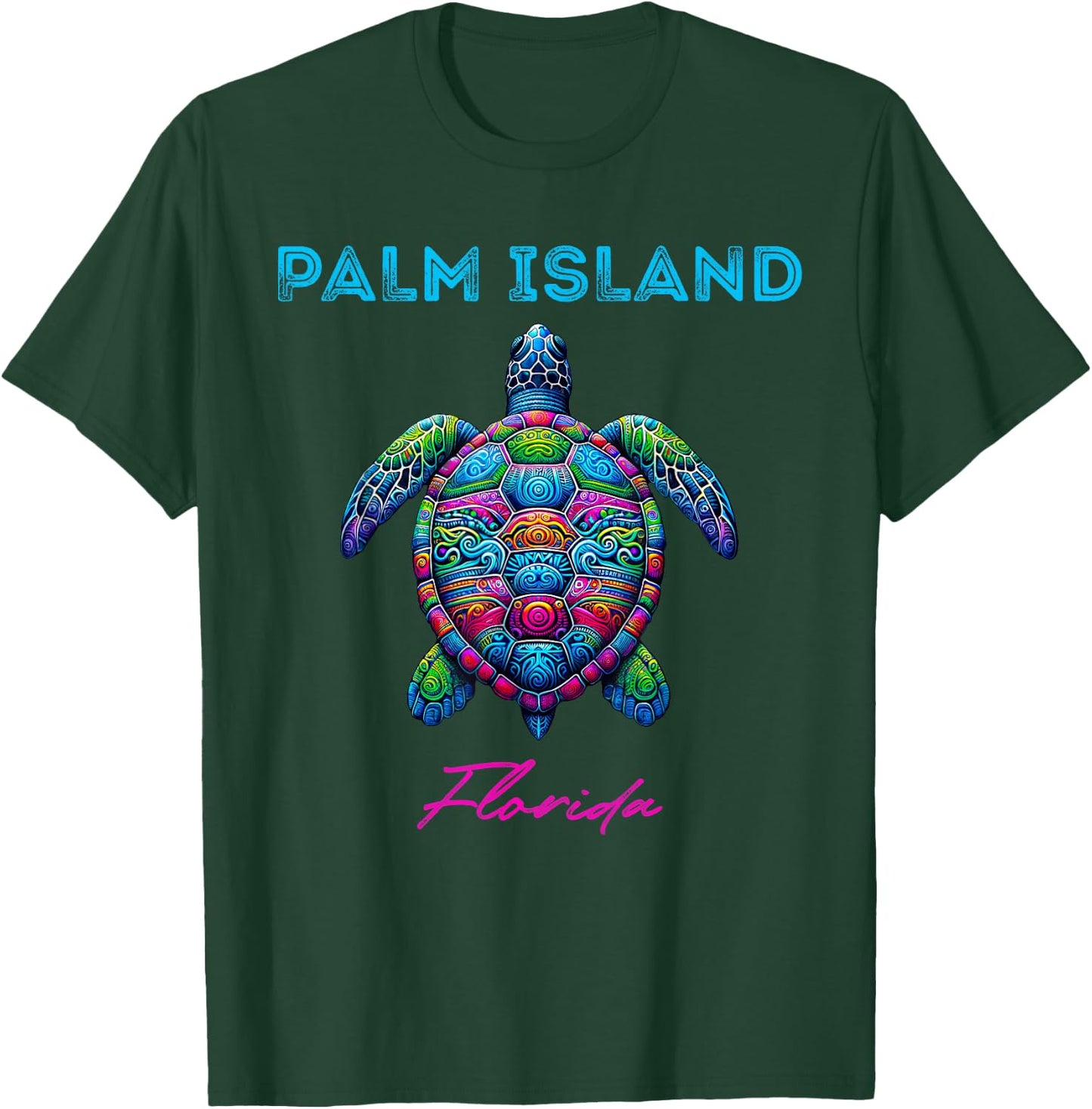 Palm Island Florida Tribal Beach Sea Turtle T-Shirt - T-Shirt | Forest