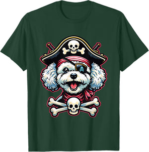 Maltese Poodle Sea Dog Pirate Dog Funny Captain Halloween T-Shirt - T-Shirt | Forest