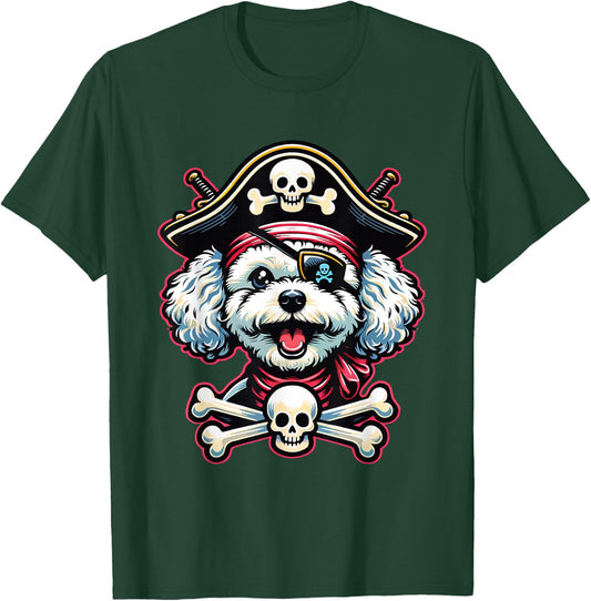 Maltese Poodle Sea Dog Pirate Dog Funny Captain Halloween T-Shirt - T-Shirt | Forest