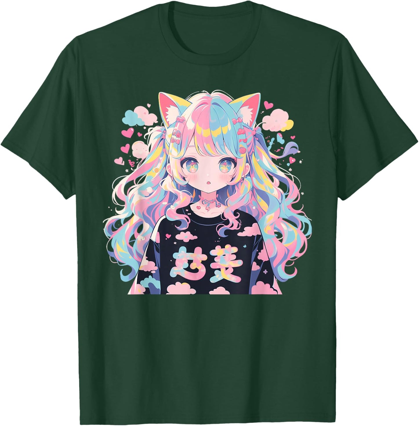Anime Waifu Cute Anime manga Cat Girl Sweet Retro Japan T-Shirt - T-Shirt | Forest