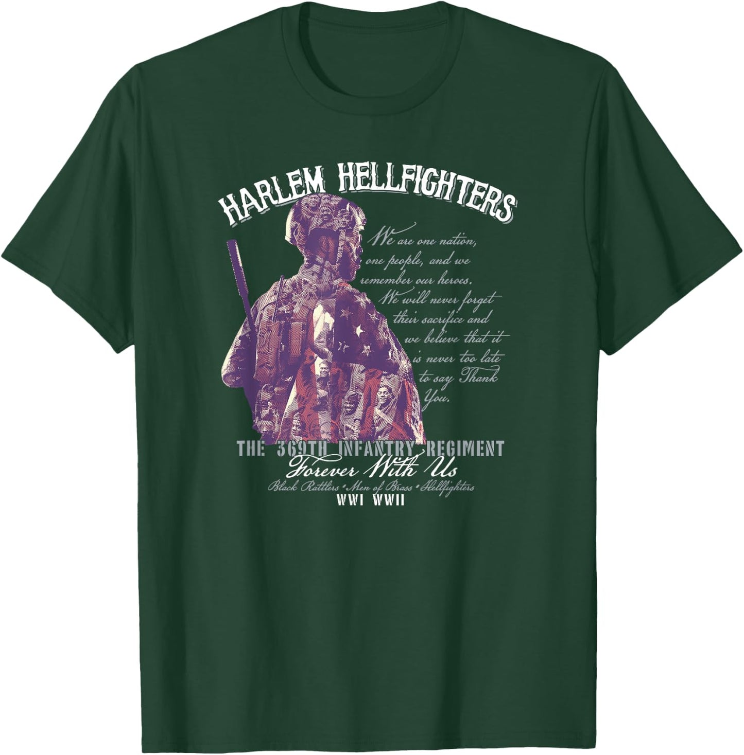 Harlem Hellfighters Soldiers Vintage Black Military History T-Shirt - T-Shirt | Forest