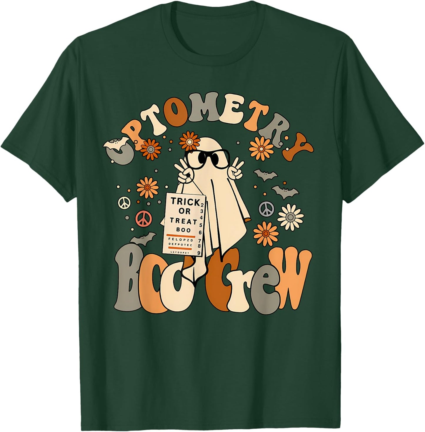 Spooky Optometry Boo Crew Ghost Halloween Eye Doctor T-Shirt - T-Shirt | Forest