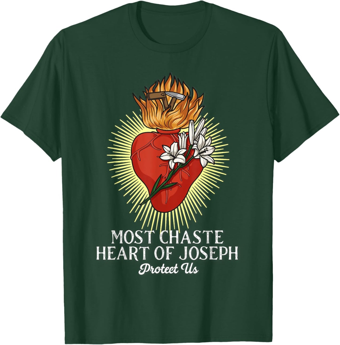 The Most Chaste Heart of Saint Joseph Traditional Catholic T-Shirt - T-Shirt | Forest