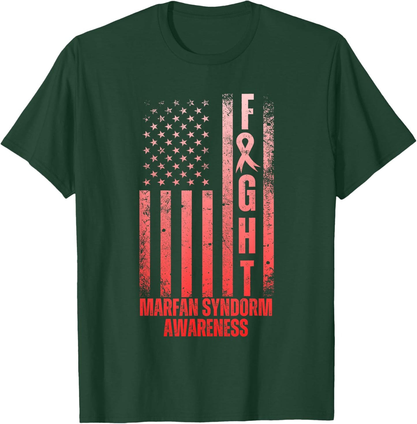 Fight Marfan Syndrome Awareness Fighters Wear Red Messy Bun T-Shirt - T-Shirt | Forest