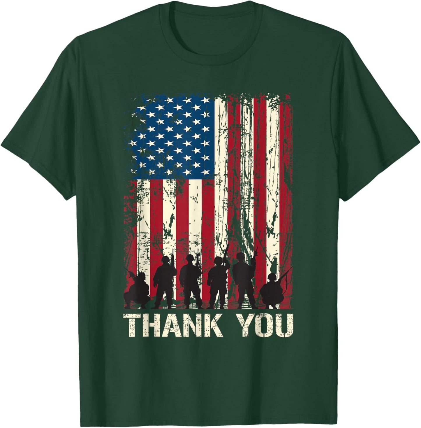 American Flag Veterans Day Patriotic Men Women Kids Boys T-Shirt - T-Shirt | Forest