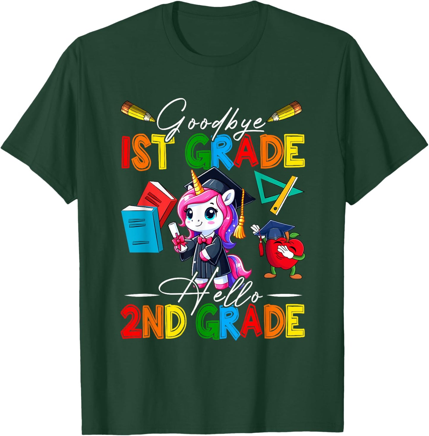 Goodbye 1st Grade Hello 2nd Grade Costume Unicorn Students T-Shirt - T-Shirt | Forest