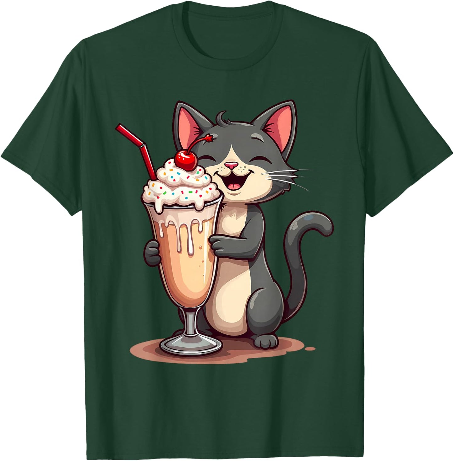 Kawaii Cat Shirt Milkshake Cute Kawaii Teen Kids Girls Women T-Shirt - T-Shirt | Forest