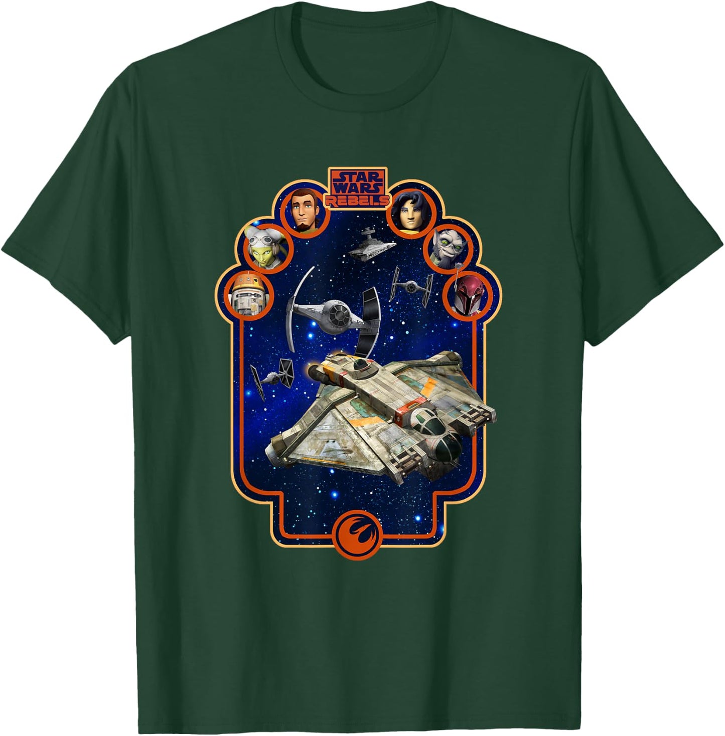Star Wars Rebels TIE Fighters Chasing Ghost Ship Poster T-Shirt - T-Shirt | Forest